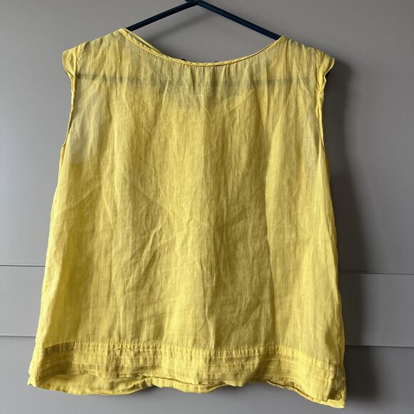 Zara Basic Shirt Womens Small Yellow Crochet Lace Bib Sleeveless Embroidered - Picture 5 of 10